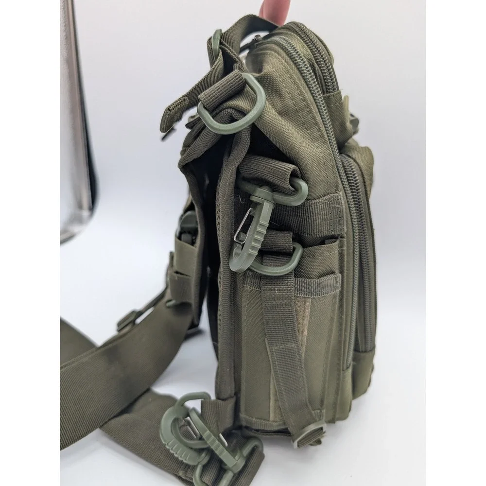 Blisswill Tactical Sling Bag Olive Green MOLLE Military Shoulder Pack Messenger
